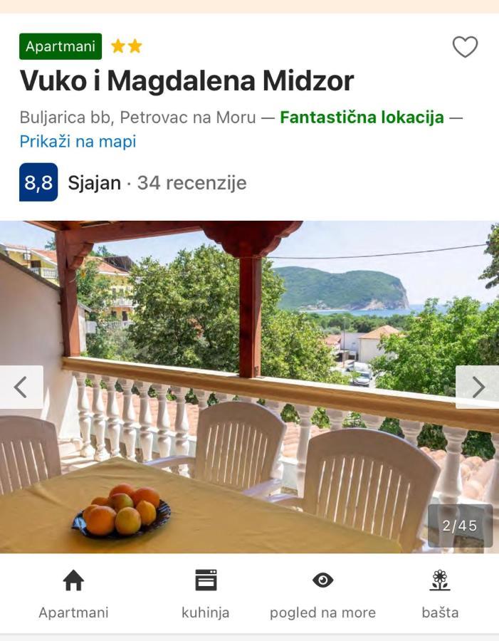 Vuko I Magdalena Midzor Leilighet Petrovac Eksteriør bilde